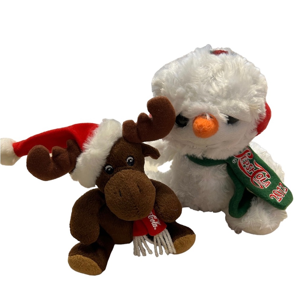 Coca Cola Pepsi 2012 Christmas Reindeer Snowman Plush Stuffed‎ Animal